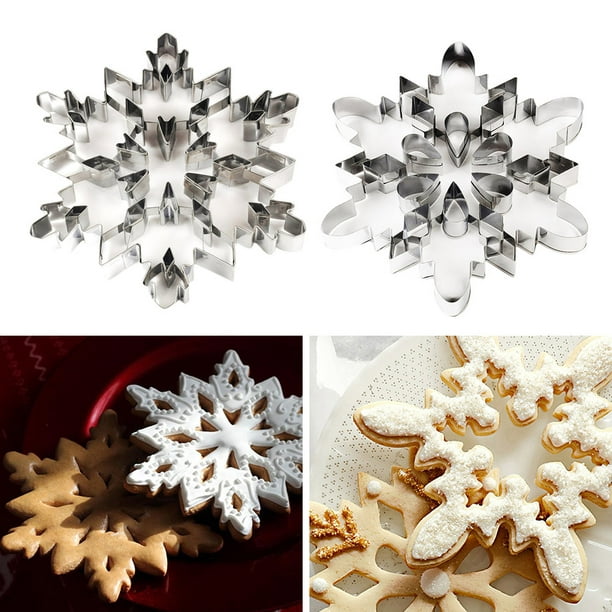 3pcs Xmas Snowflake Dove Leaf Fondant Cookie Cutter Plunger Cake Decorating Mold 